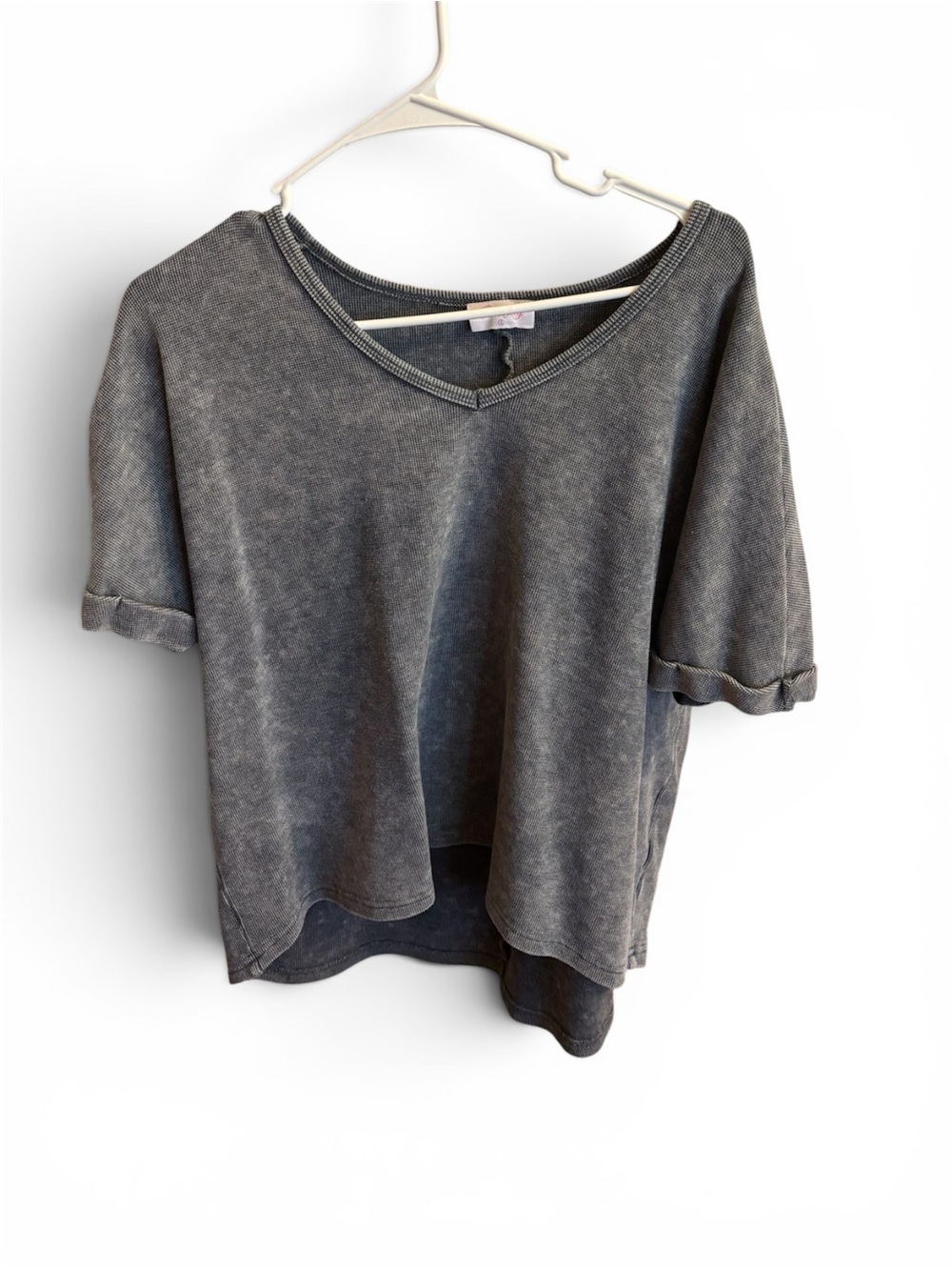 Distressed Blue V-Neck Short Sleeve Top size S
